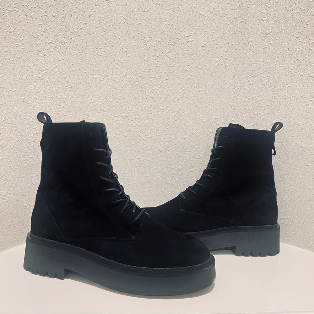 Who What Wear Black Suede Women’s Combat Boots Size 10 NWT